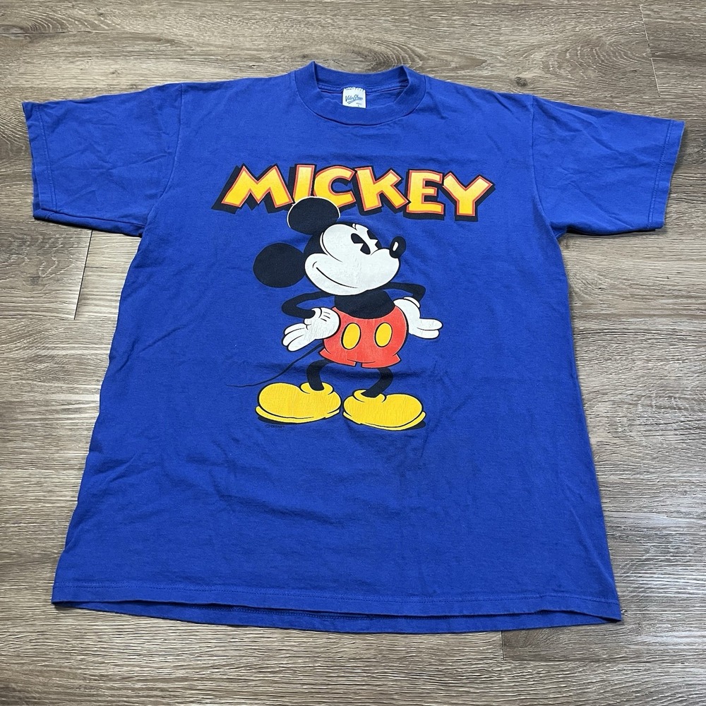 Disney Vintage Size Large Mickey Mouse Classic Velva Sheen Graphic T-Shirt USA - Picture 2 of 7